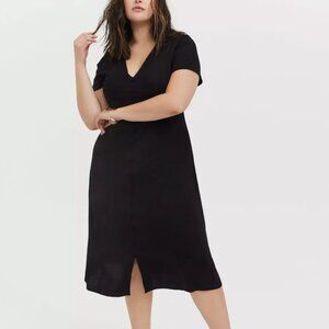 NWT Torrid Black Challis Button Midi Dress
